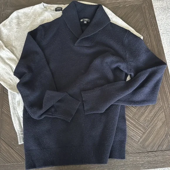 J. Crew Men's Crewneck Sweater in Gray and Navy
